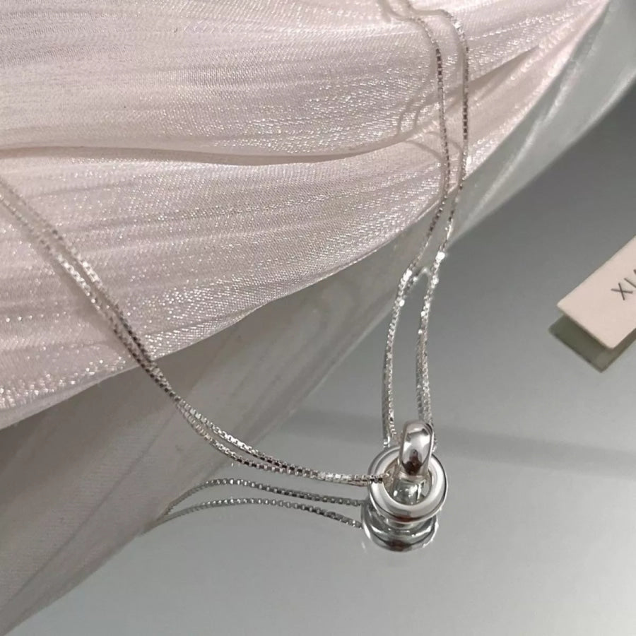 Double Strand 925 Sterling Silver Necklace Silver / One Size Apparel and Accessories