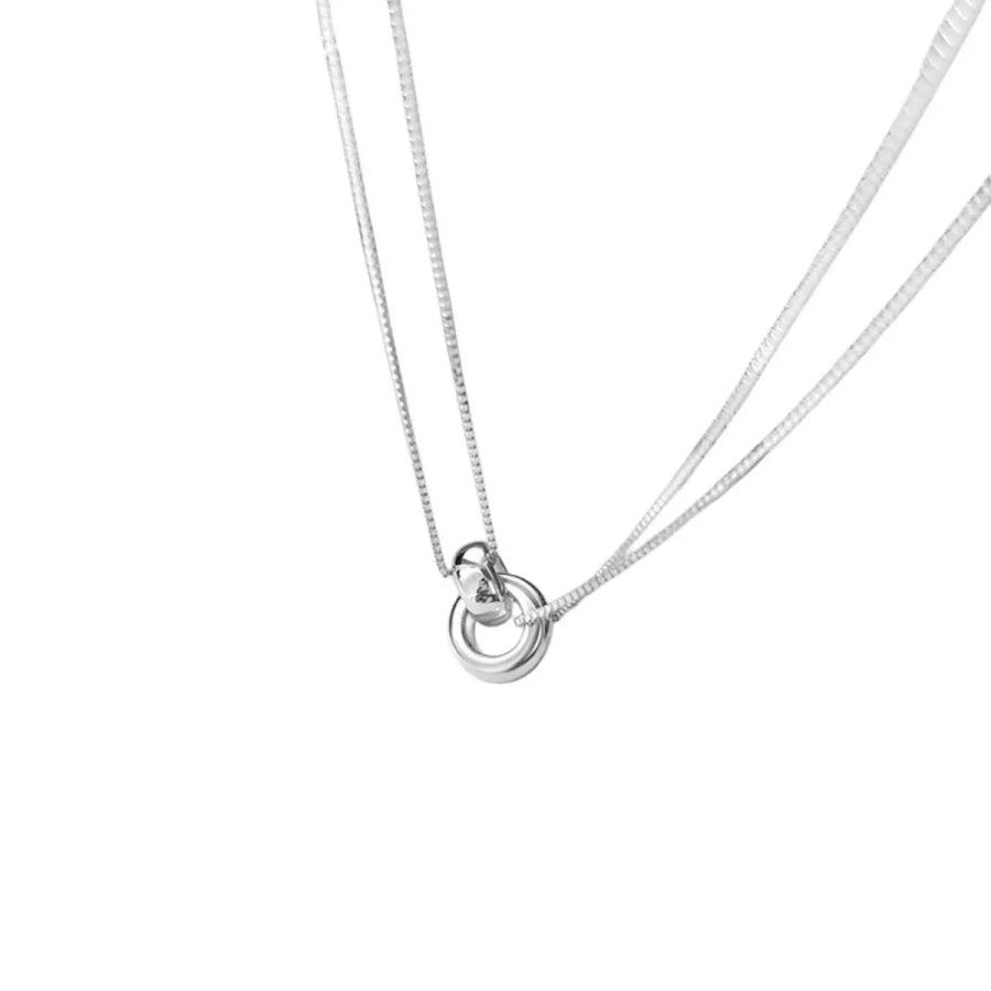 Double Strand 925 Sterling Silver Necklace Silver / One Size Apparel and Accessories
