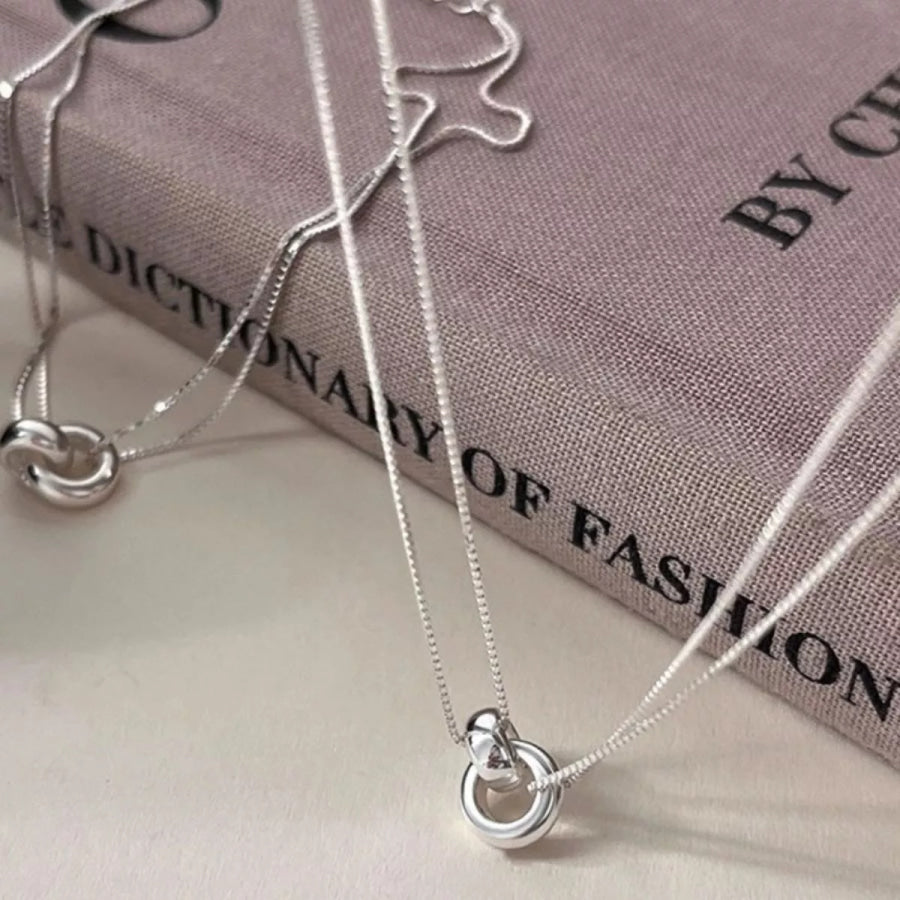 Double Strand 925 Sterling Silver Necklace Silver / One Size Apparel and Accessories