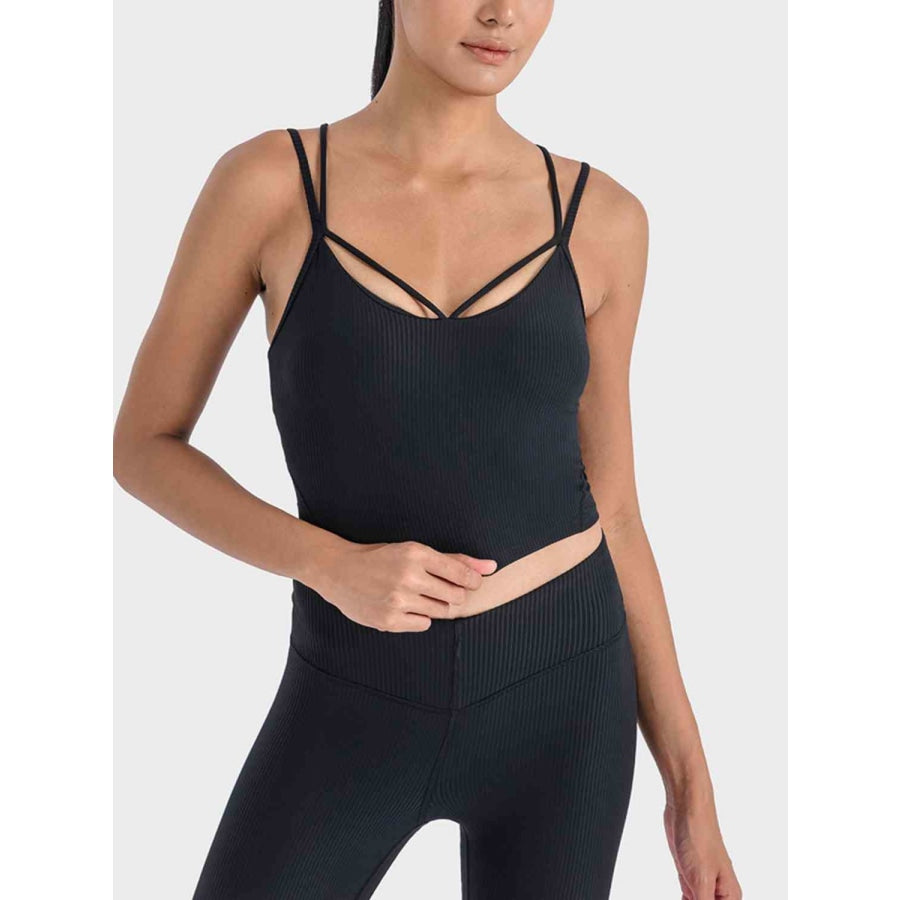 Double Strap Ribbed Sports Cami Black / 4