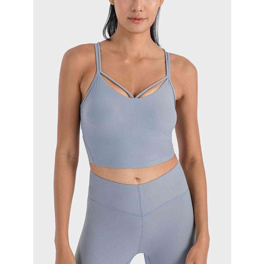 Double Strap Ribbed Sports Cami Heather Gray / 4