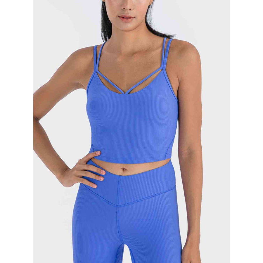 Double Strap Ribbed Sports Cami Royal Blue / 4