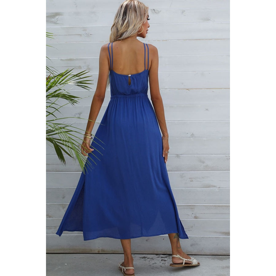 Double-Strap Side Slit Dress Cobalt Blue / XS