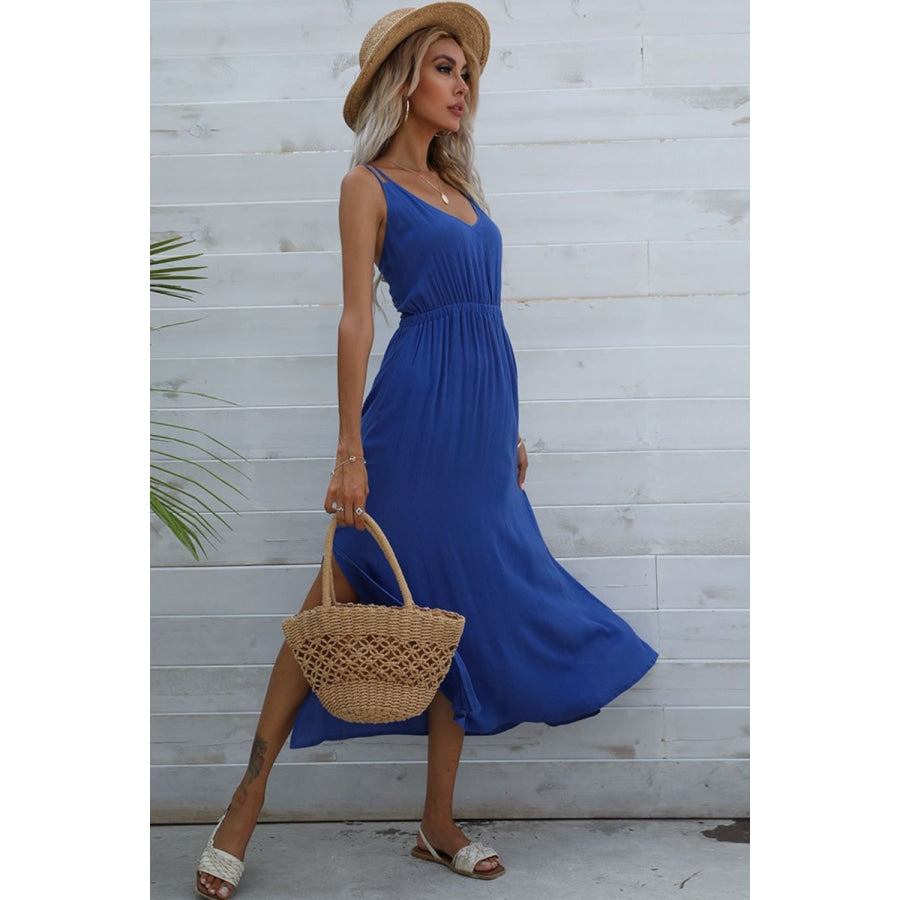 Double-Strap Side Slit Dress