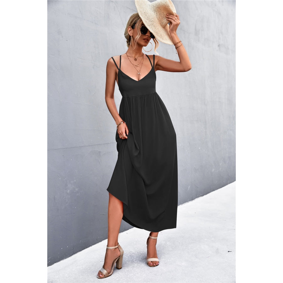 Double Strap Tie Back Dress Black / S