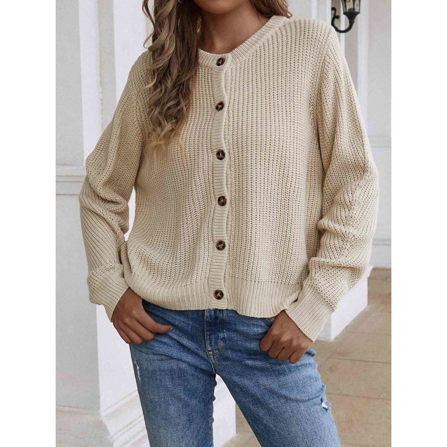 Double Take Button Down Rib-Knit Reversible Sweater Apparel and Accessories