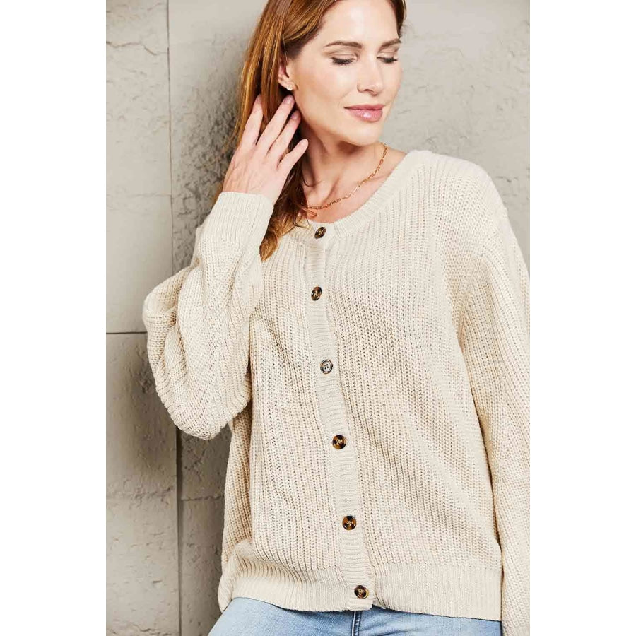 Double Take Button Down Rib-Knit Reversible Sweater Apparel and Accessories