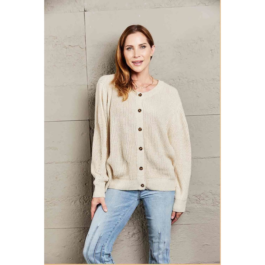 Double Take Button Down Rib-Knit Reversible Sweater Apparel and Accessories