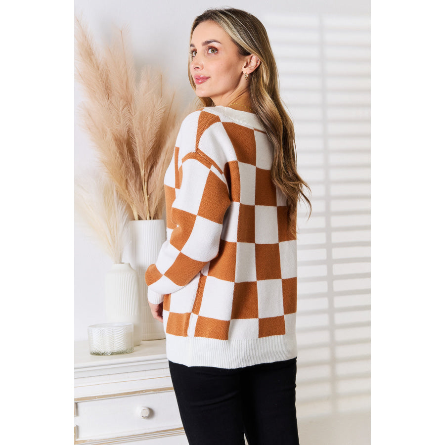 Double Take Button-Up V-Neck Dropped Shoulder Cardigan Apparel and Accessories