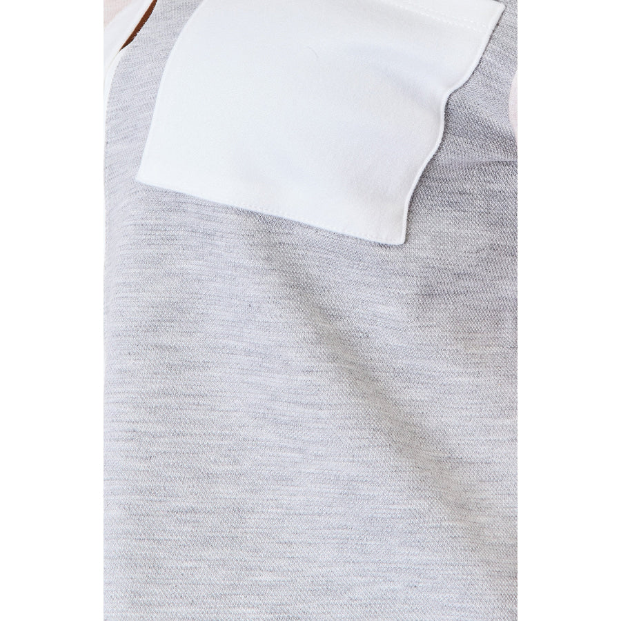 Double Take Color Block Curved Hem Shirt Apparel and Accessories