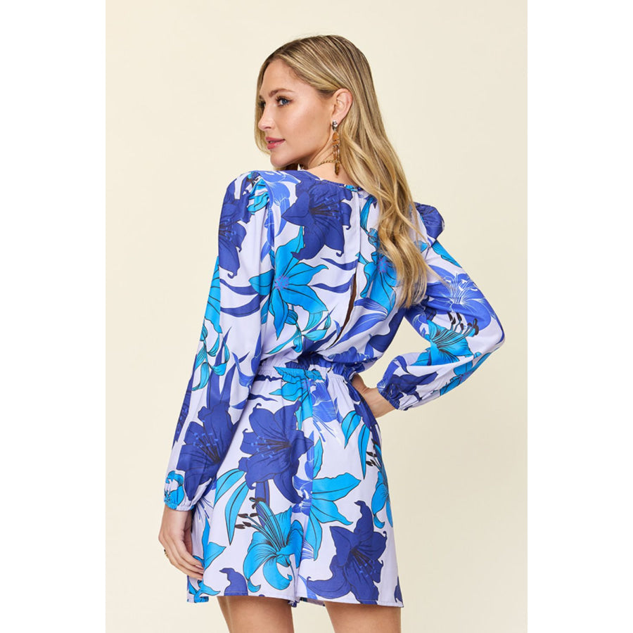 Double Take Full Size Floral Long Sleeve Romper with Pockets Apparel and Accessories