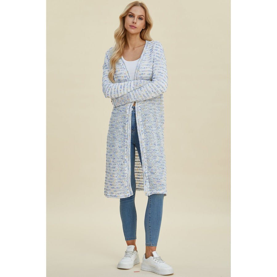 Double Take Full Size Open Front Longline Cardigan Apparel and Accessories