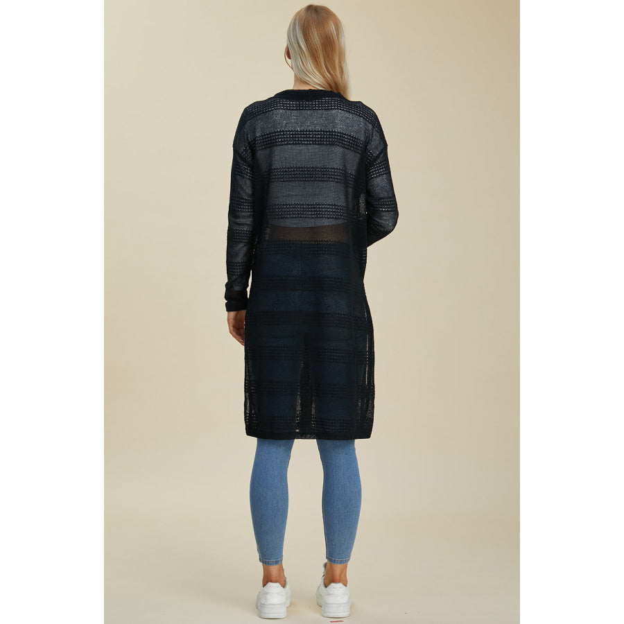 Double Take Full Size Open Front Longline Cardigan Apparel and Accessories