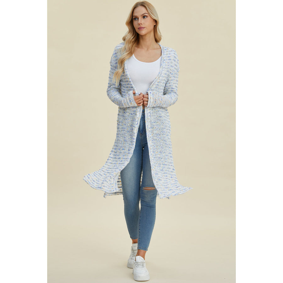 Double Take Full Size Open Front Longline Cardigan Apparel and Accessories