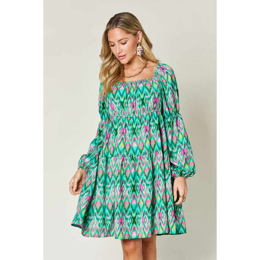 Double Take Full Size Printed Long Sleeve Dress Apparel and Accessories