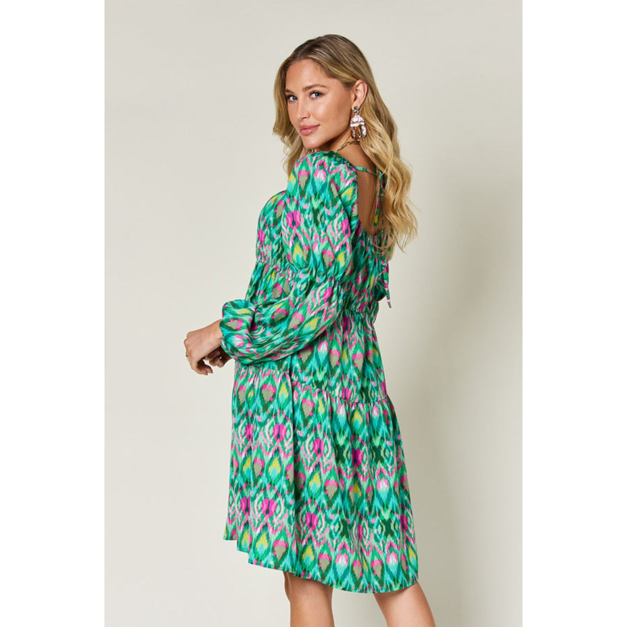 Double Take Full Size Printed Long Sleeve Dress Apparel and Accessories