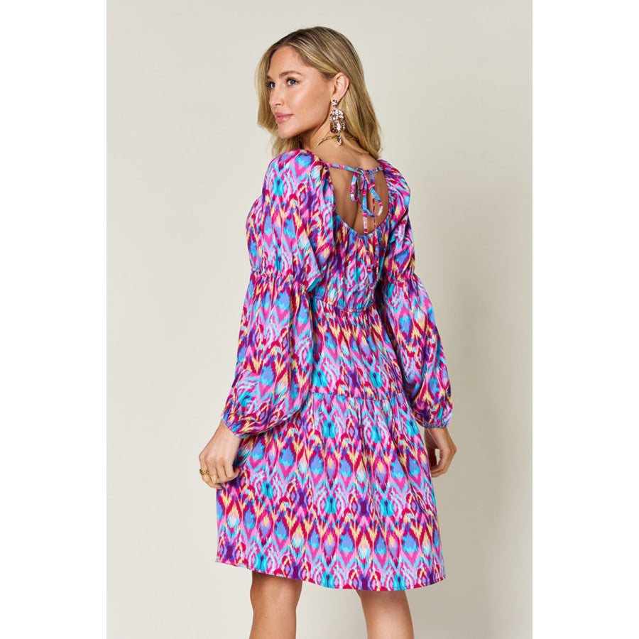 Double Take Full Size Printed Long Sleeve Dress Apparel and Accessories