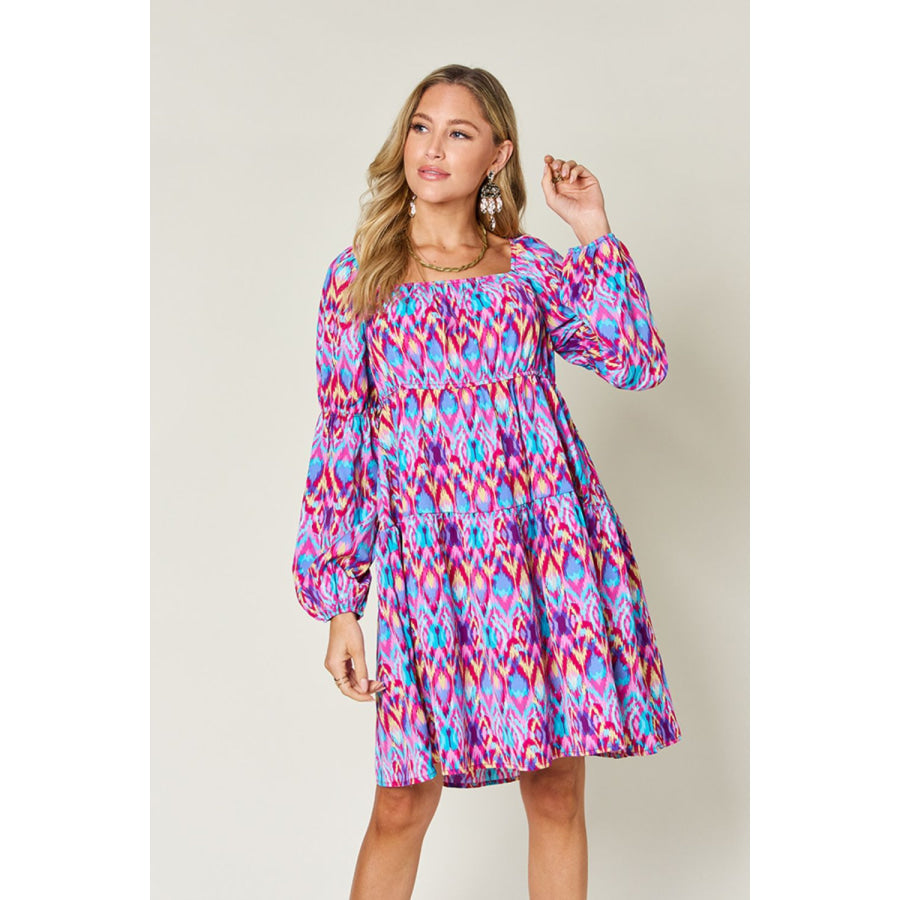 Double Take Full Size Printed Long Sleeve Dress Apparel and Accessories