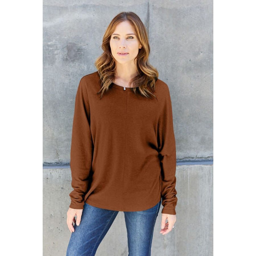 Double Take Full Size Round Neck Long Sleeve T-Shirt Clothing