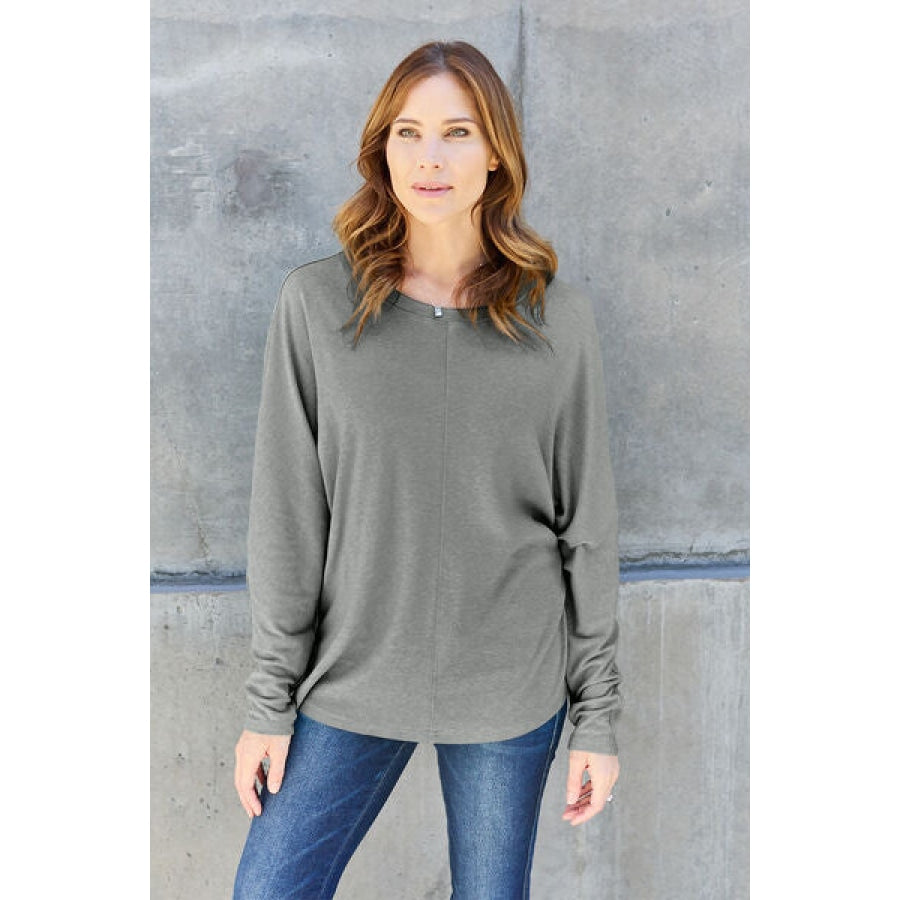 Double Take Full Size Round Neck Long Sleeve T-Shirt Clothing