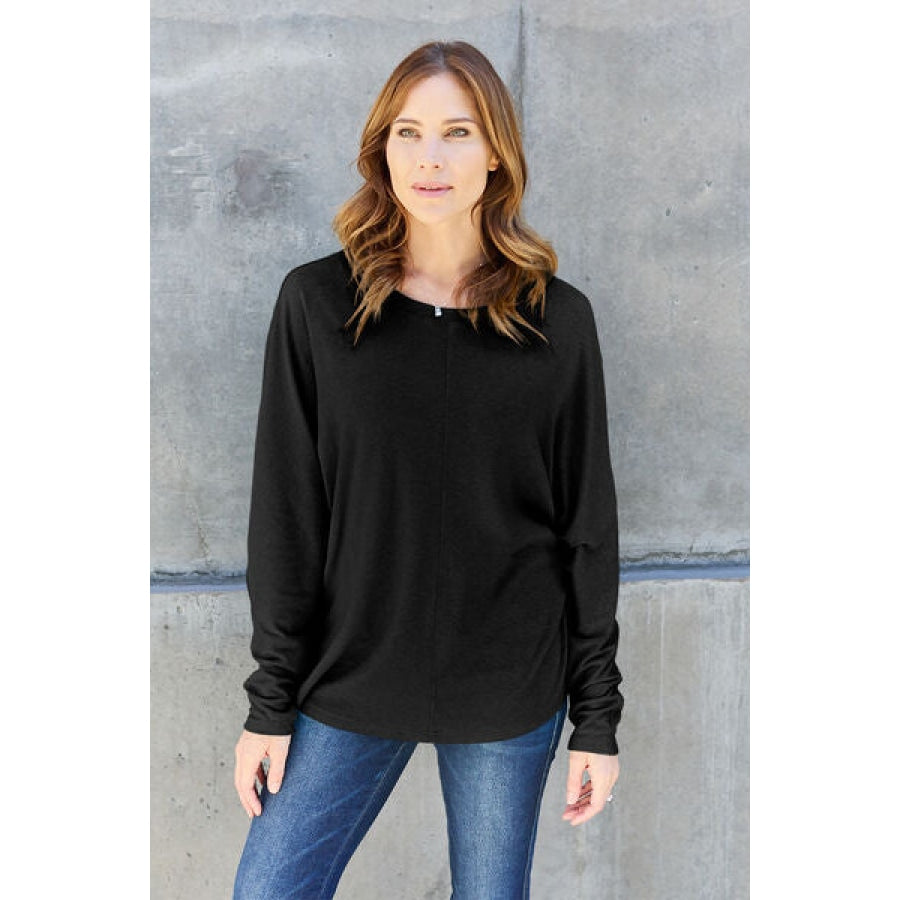 Double Take Full Size Round Neck Long Sleeve T-Shirt Clothing