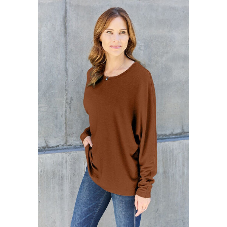 Double Take Full Size Round Neck Long Sleeve T-Shirt Clothing