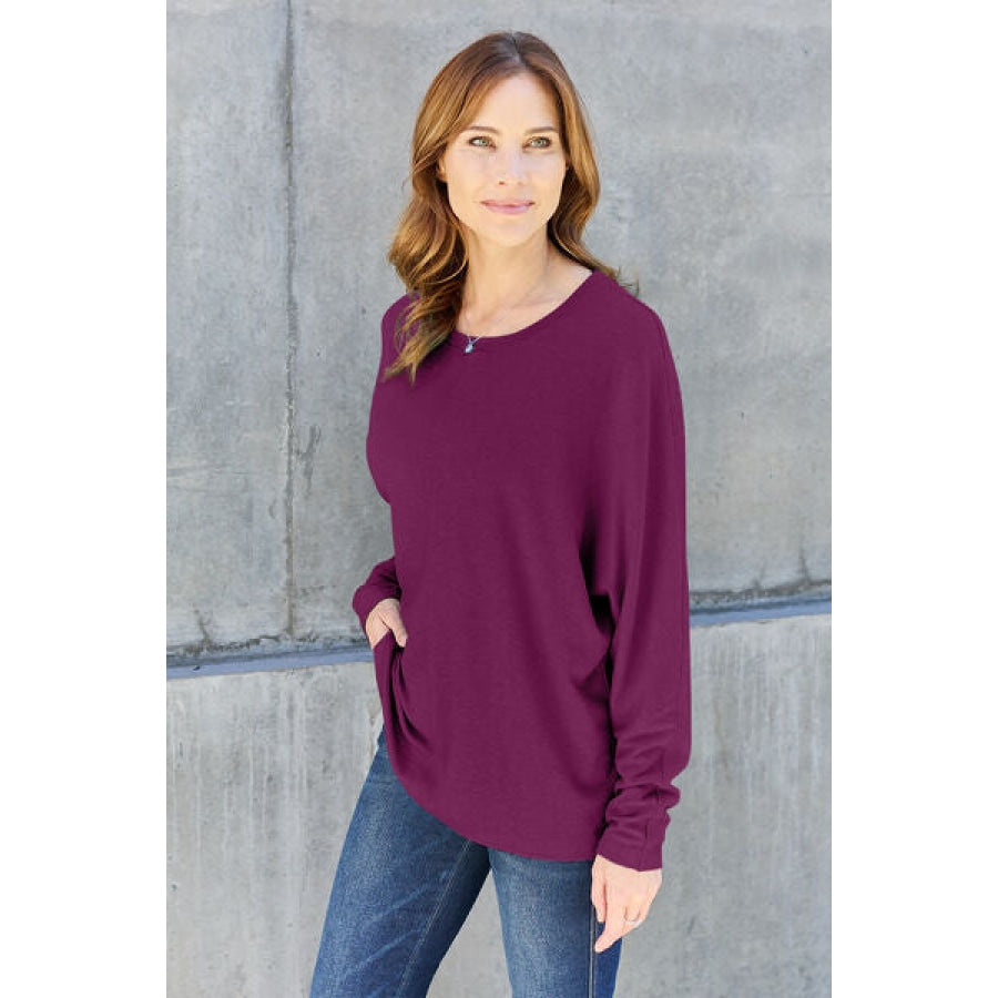 Double Take Full Size Round Neck Long Sleeve T-Shirt Clothing