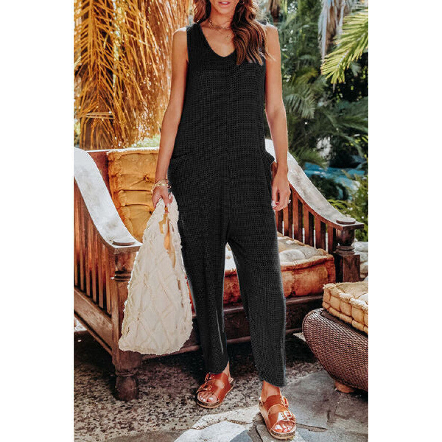 Double Take Full Size Sleeveless Straight Jumpsuit Black / S Apparel and Accessories