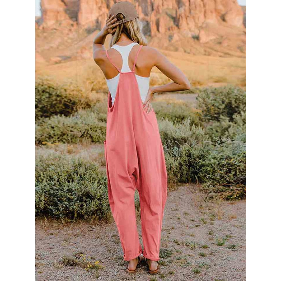 Double Take Full Size Sleeveless V-Neck Pocketed Jumpsuit Apparel and Accessories