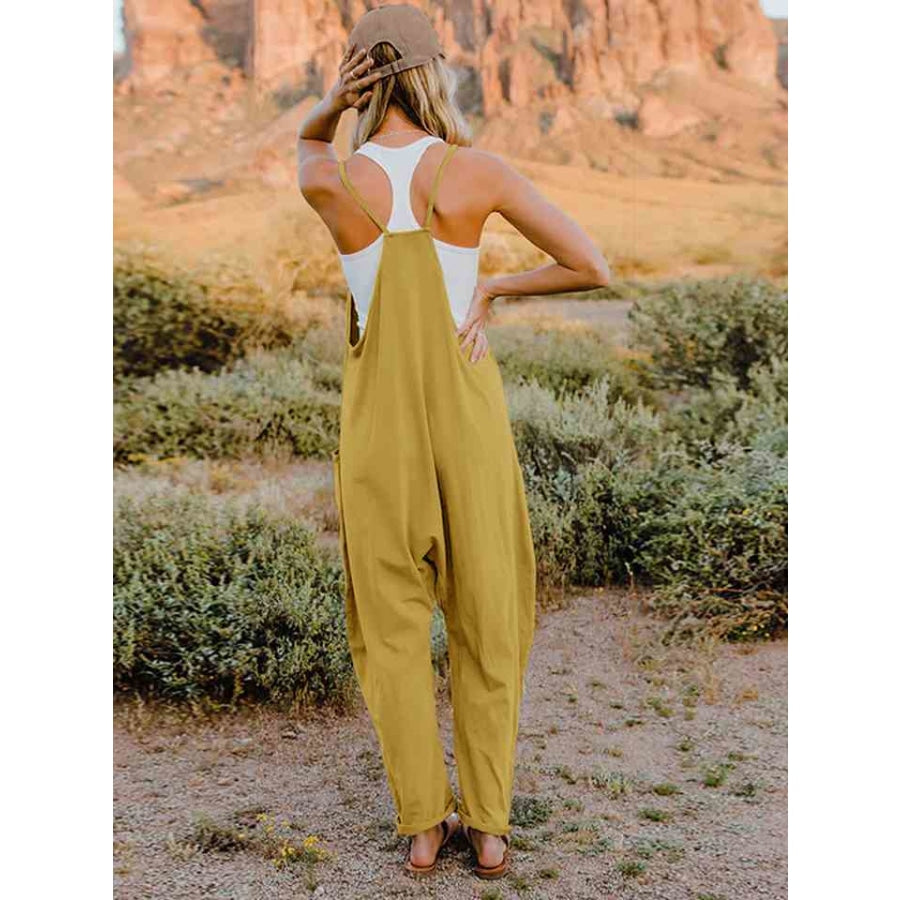 Double Take Full Size Sleeveless V-Neck Pocketed Jumpsuit Apparel and Accessories