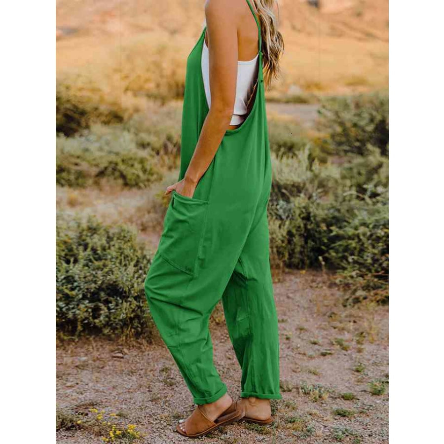 Double Take Full Size Sleeveless V-Neck Pocketed Jumpsuit Overalls