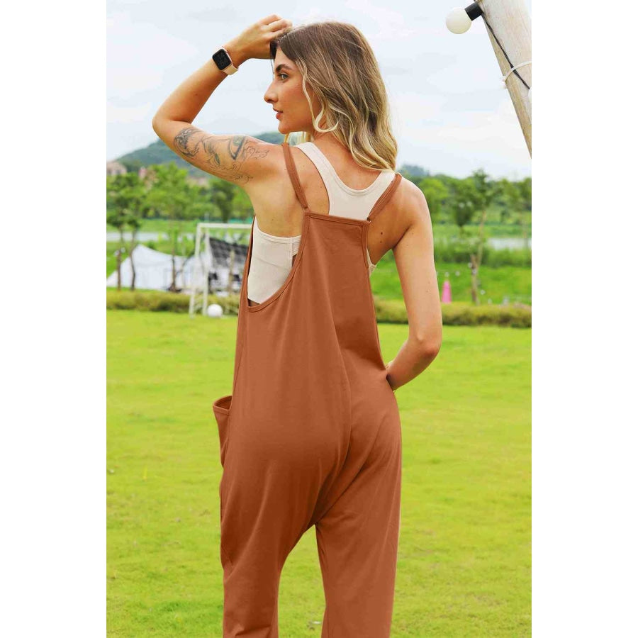 Double Take Full Size Sleeveless V-Neck Pocketed Jumpsuit Overalls