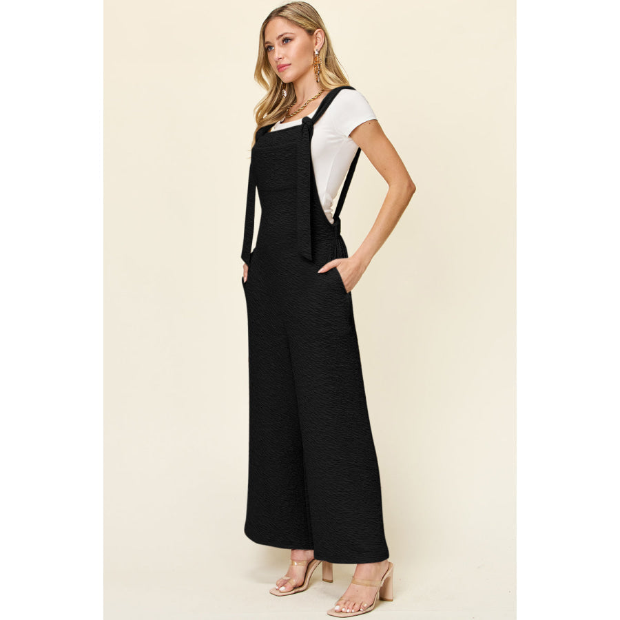 Double Take Full Size Sleeveless Wide Leg Jumpsuit Black / S Apparel and Accessories