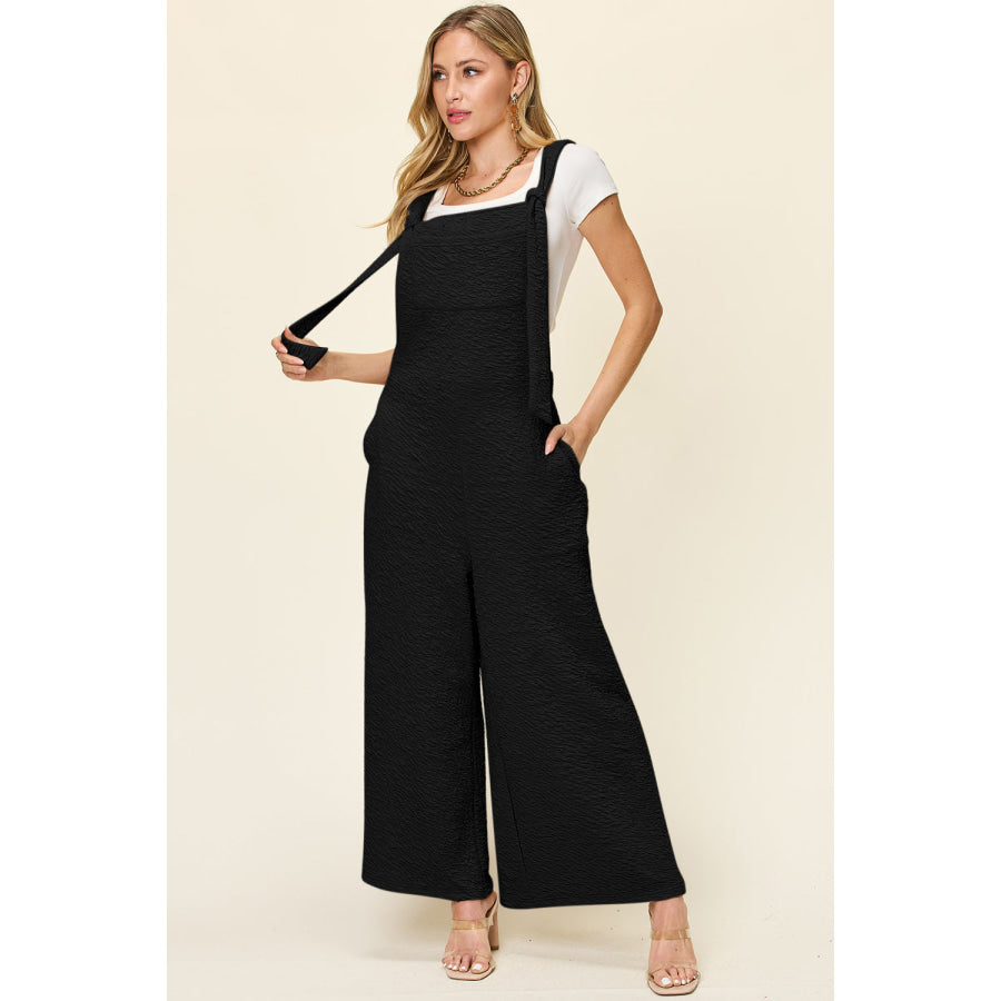 Double Take Full Size Sleeveless Wide Leg Jumpsuit Black / S Apparel and Accessories