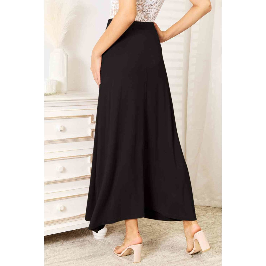 Double Take Full Size Soft Rayon Drawstring Waist Maxi Skirt Rayon