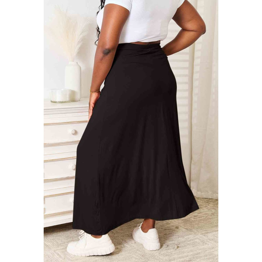 Double Take Full Size Soft Rayon Drawstring Waist Maxi Skirt Rayon