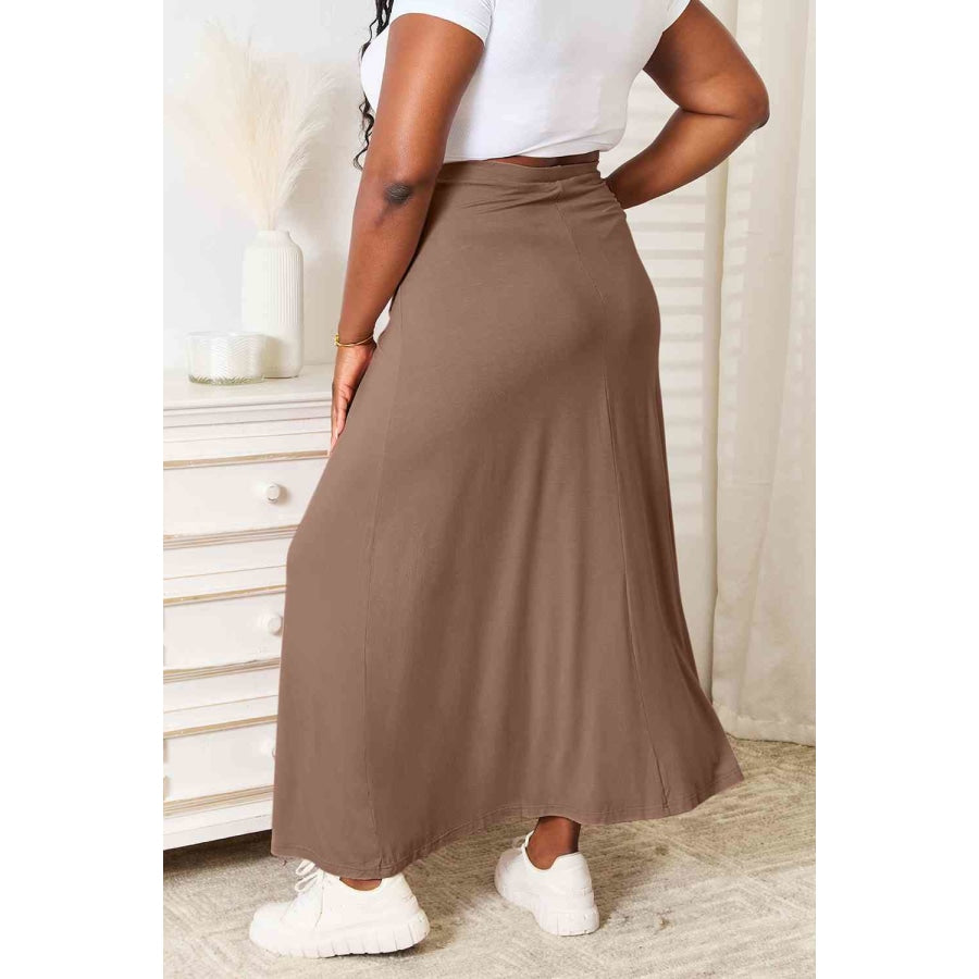Double Take Full Size Soft Rayon Drawstring Waist Maxi Skirt Rayon