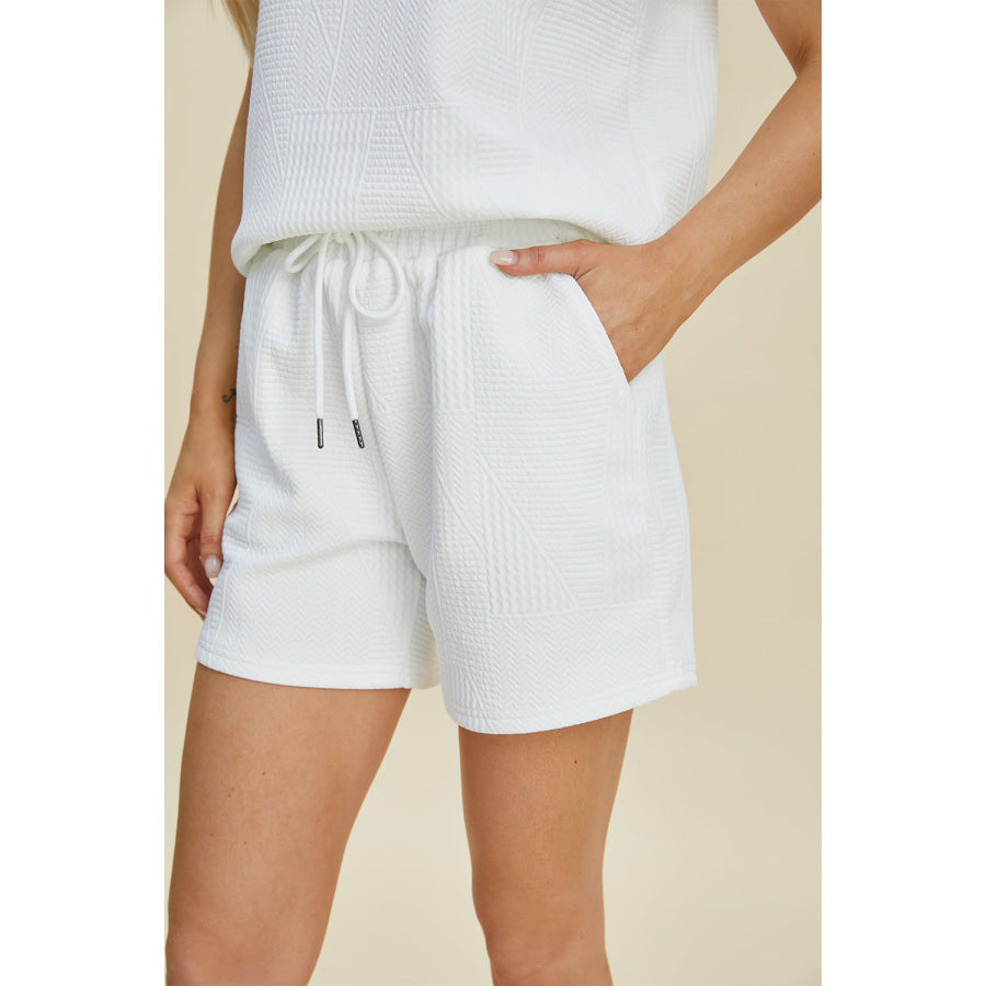 Double Take Full Size Texture Flounce Sleeve Top and Shorts Set Apparel and Accessories