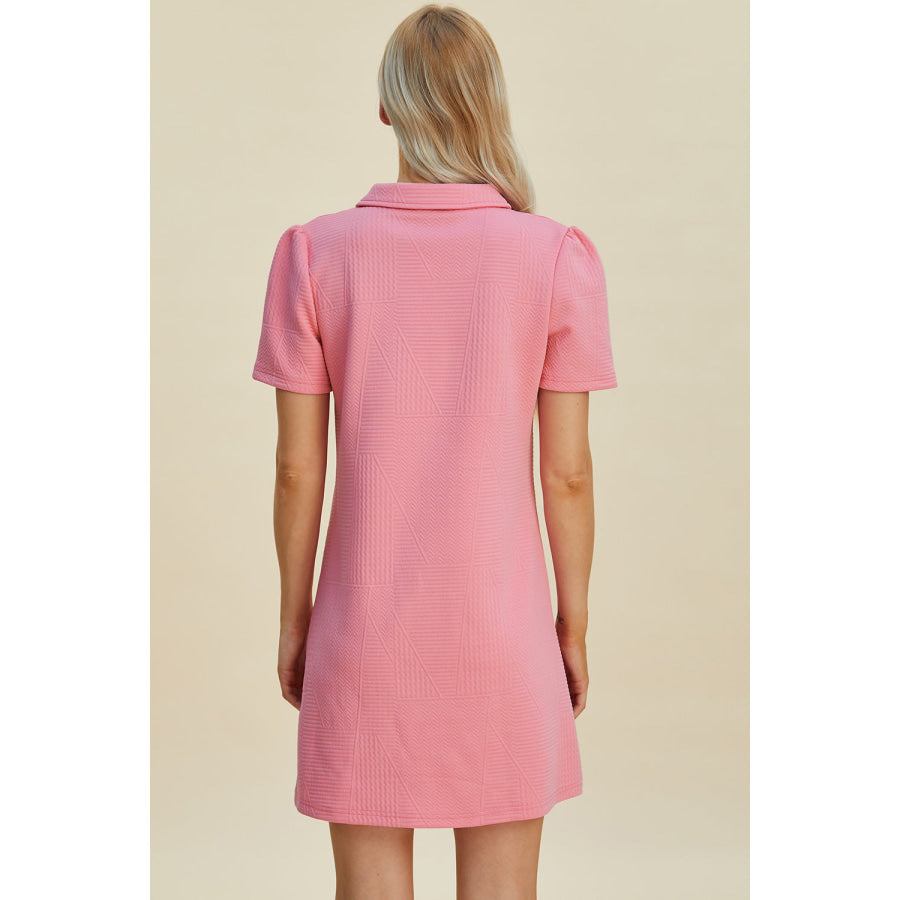 Double Take Full Size Texture Short Sleeve Dress Apparel and Accessories