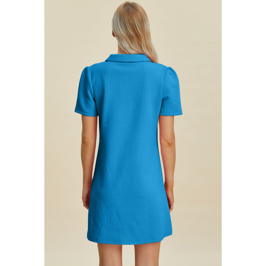 Double Take Full Size Texture Short Sleeve Dress Apparel and Accessories