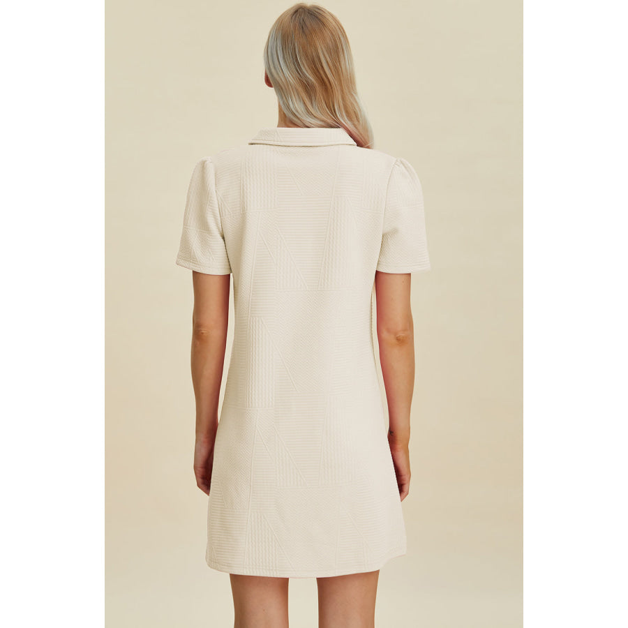 Double Take Full Size Texture Short Sleeve Dress Apparel and Accessories