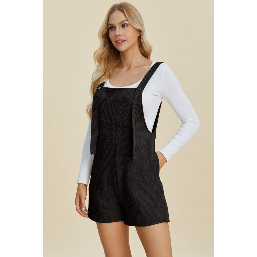 Double Take Full Size Texture Sleeveless Romper Black / S Apparel and Accessories