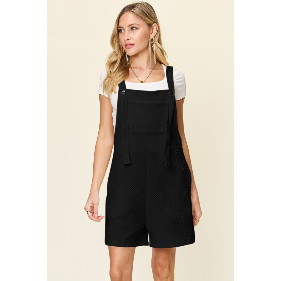 Double Take Full Size Texture Sleeveless Romper Black / S Apparel and Accessories