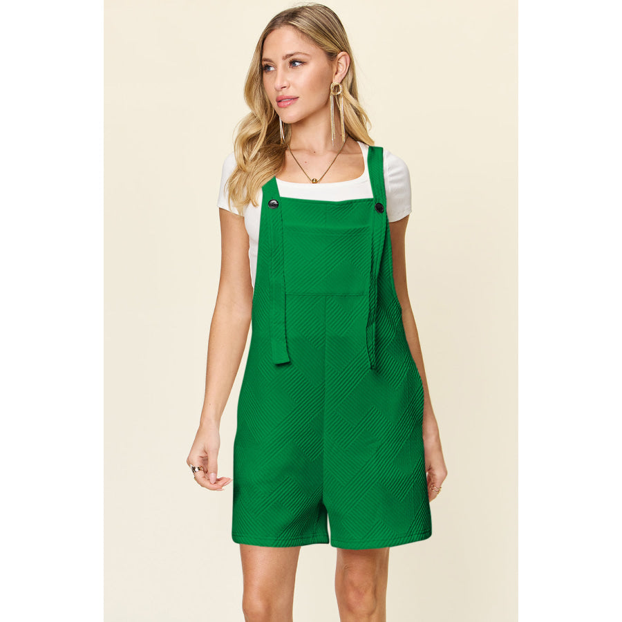 Double Take Full Size Texture Sleeveless Romper Green / S Apparel and Accessories