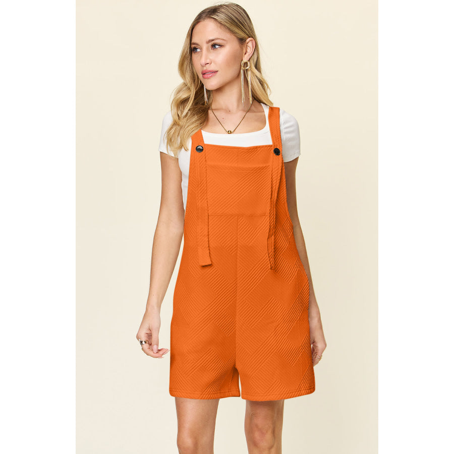 Double Take Full Size Texture Sleeveless Romper Tangerine / S Apparel and Accessories