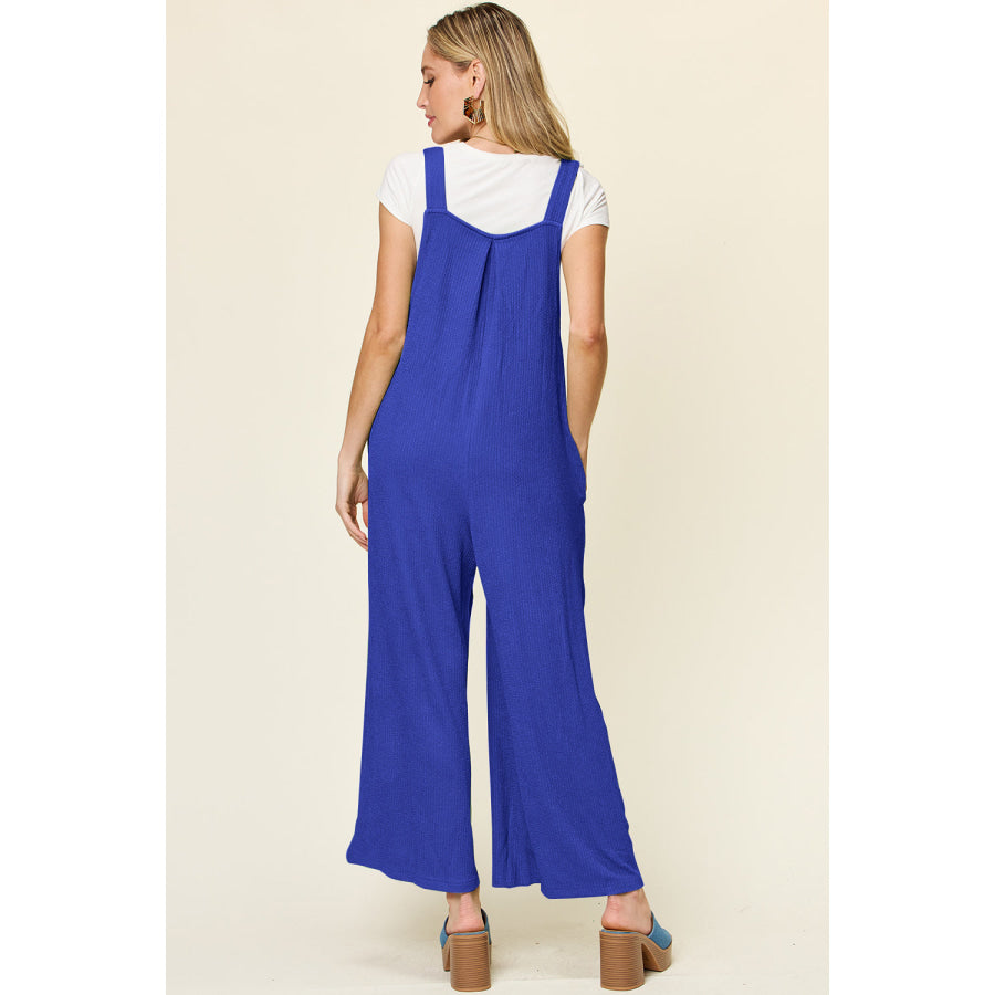 Double Take Full Size Texture Sleeveless Wide Leg Overall Apparel and Accessories