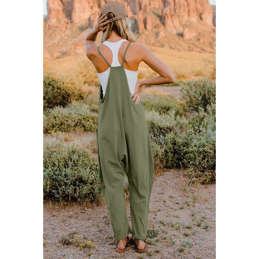 Double Take Full Size V-Neck Sleeveless Jumpsuit with Pockets Apparel and Accessories