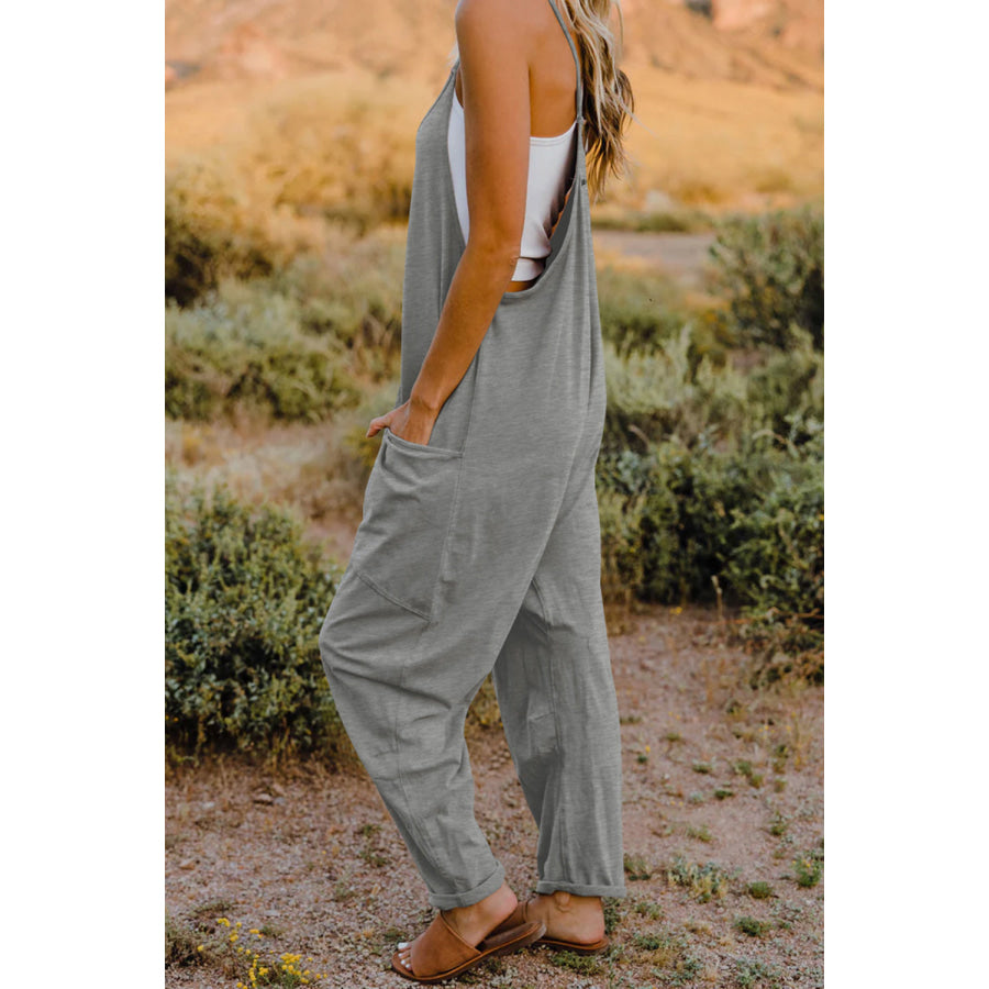 Double Take Full Size V-Neck Sleeveless Jumpsuit with Pockets Apparel and Accessories