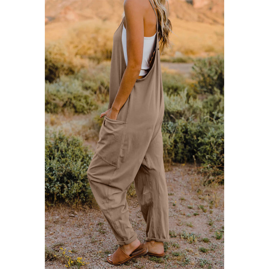 Double Take Full Size V-Neck Sleeveless Jumpsuit with Pockets Apparel and Accessories