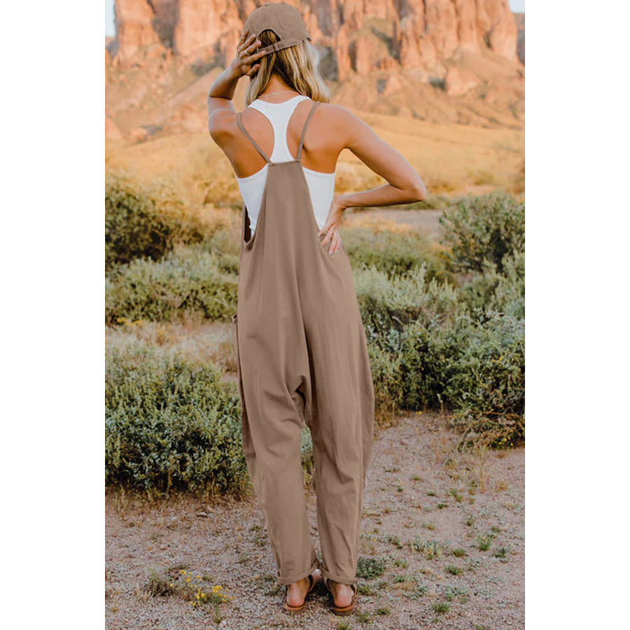 Double Take Full Size V-Neck Sleeveless Jumpsuit with Pockets Apparel and Accessories